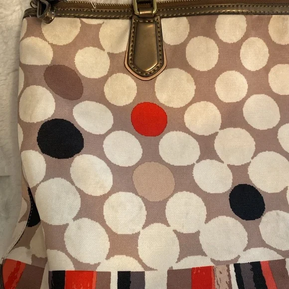 COACH Authentic Polka Dot Poppy Watercolor Tote Bag & Matching Small Wristlet - Picture 10 of 16